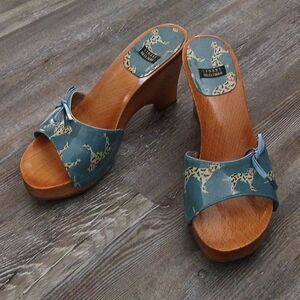 STUART WEITZMAN wooden platform wedge sandals Sz 7 EUC